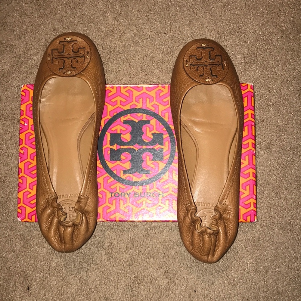 Tory Burch Reva brown leather flats